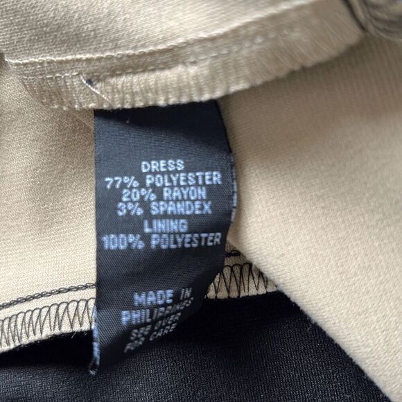 Sleeveless Cocktail Dress Fit & Flare Black Tan Stripes Size 3 Keyhole Neckline - Picture 9 of 9